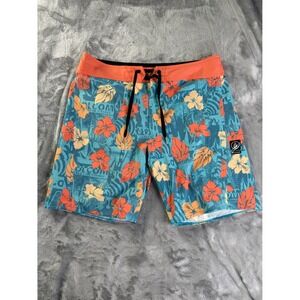 Volcom Surfing Board Shorts Mens Size 34 Teal Orange Floral